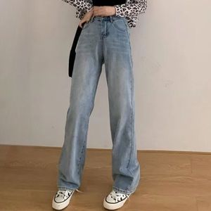 Light Denim High-Waisted Straight Leg Jeans